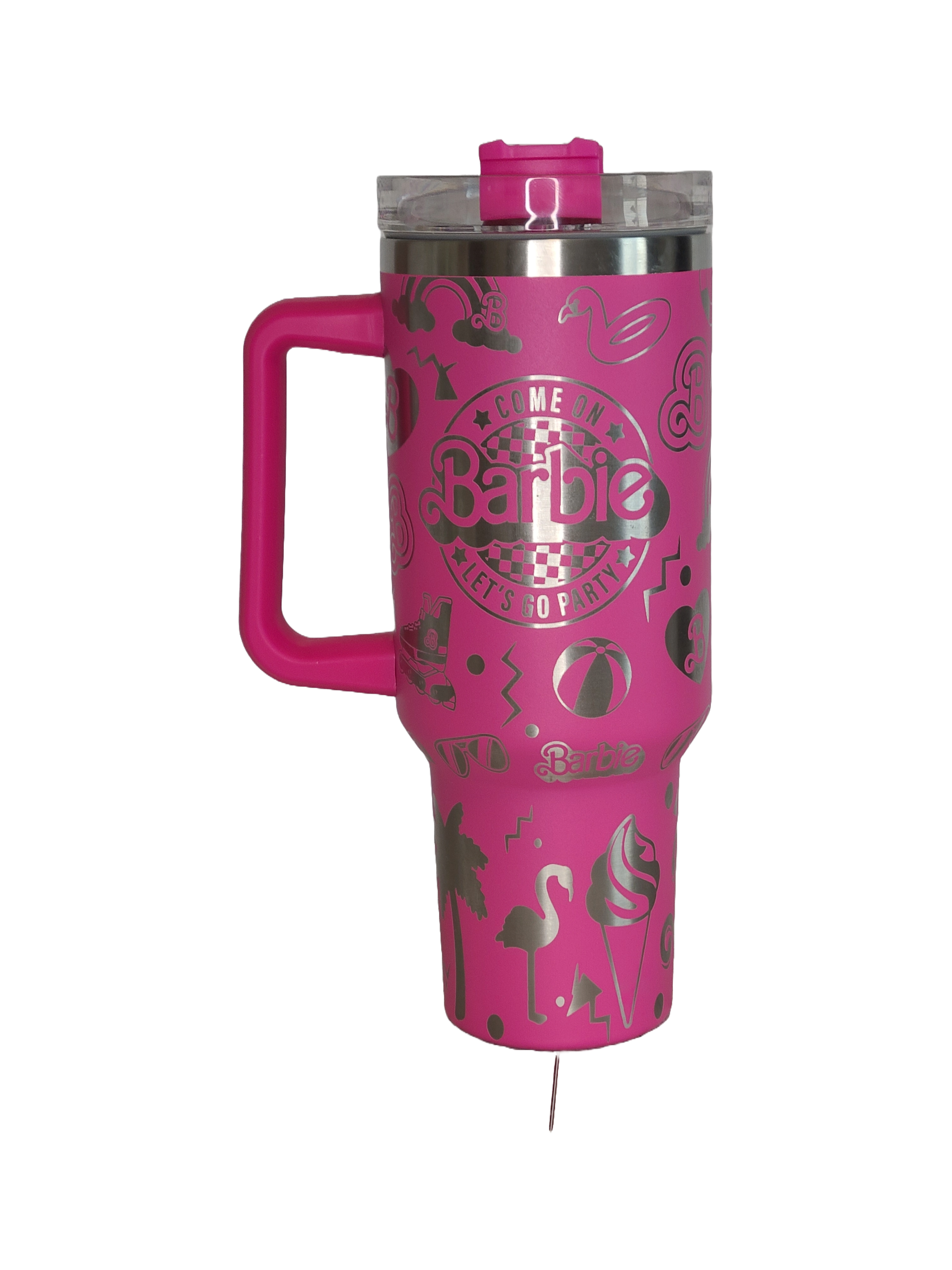 40 oz Stainless Steel Tumbler with Handle-"Barbie Theme"