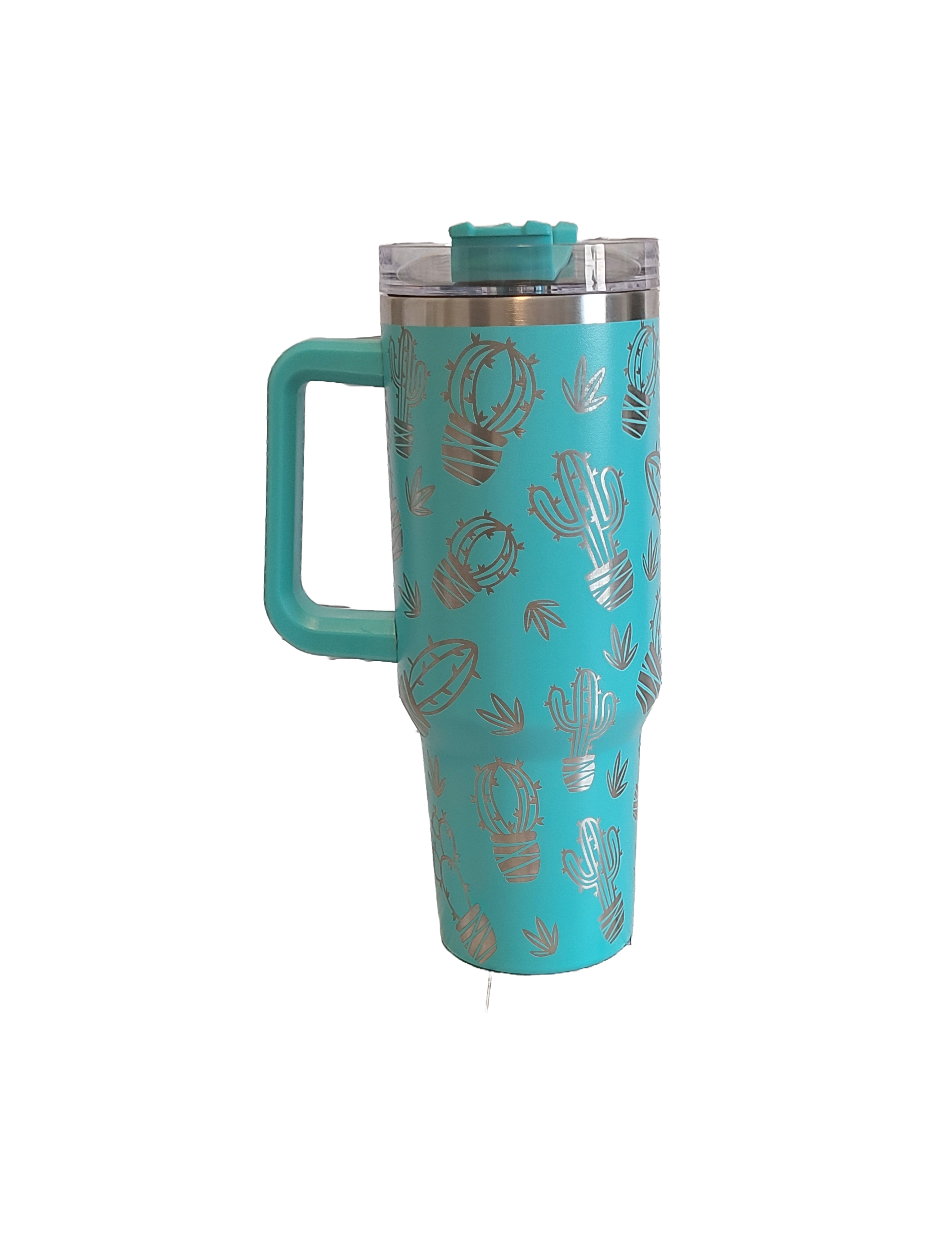 40 oz Stainless Steel Tumbler with Handle-"Cactus Designs"