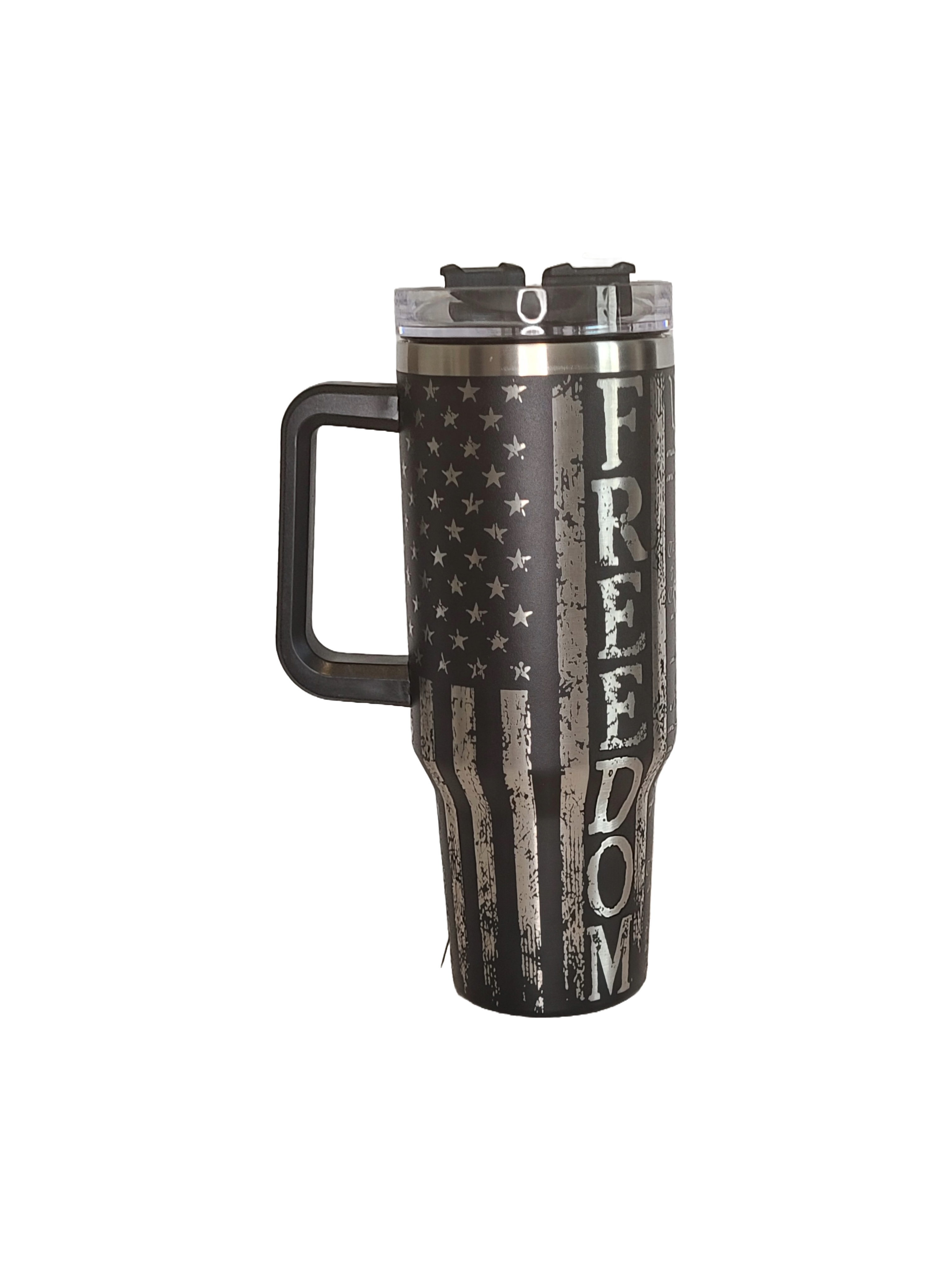 40 oz Stainless Steel Tumbler with Handle-"We the People, Freedom"