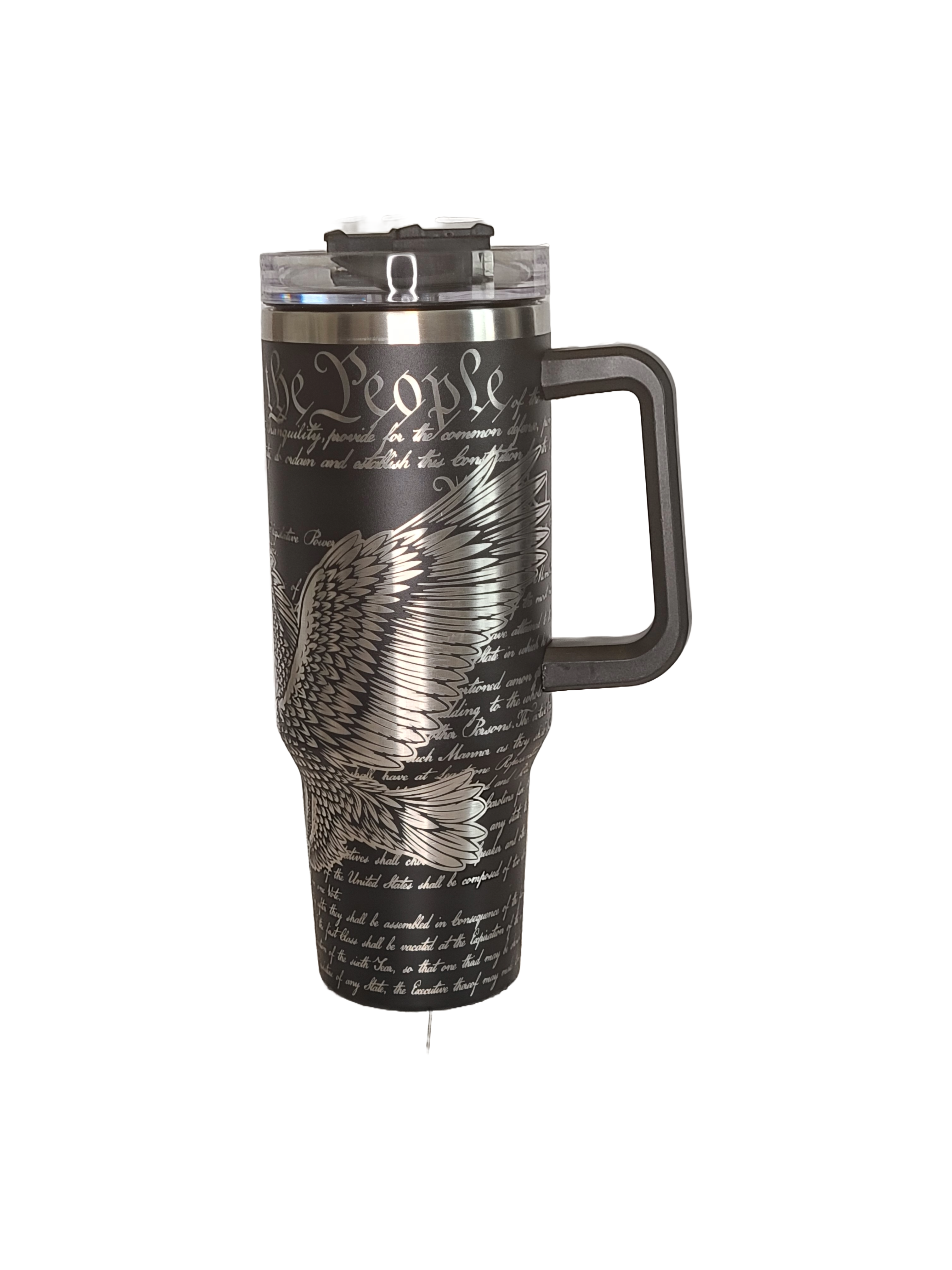 40 oz Stainless Steel Tumbler with Handle-"We the People, Freedom"