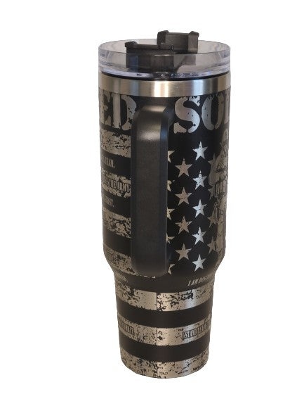 40 oz Stainless Steel Tumbler with Handle-"Soldiers Creed"