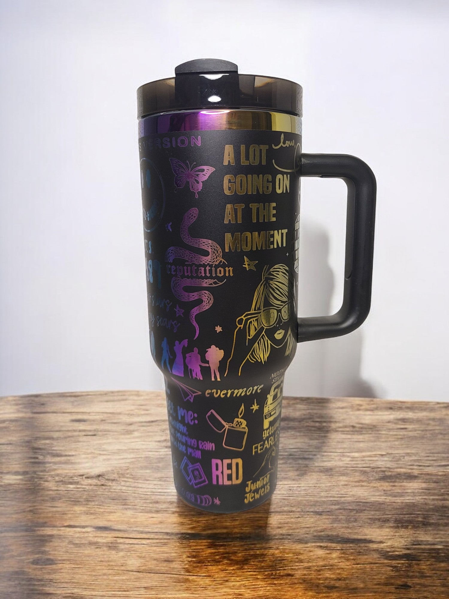 Personalized 40oz Rainbow Coated Tumbler Black or White