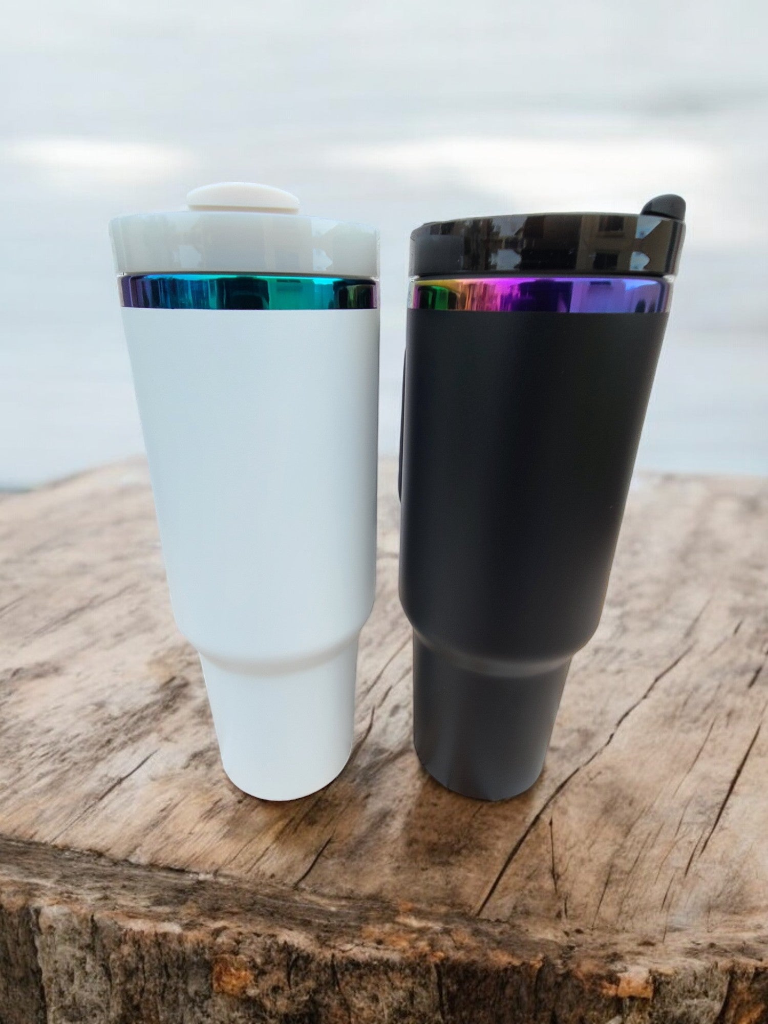 Personalized 40oz Rainbow Coated Tumbler Black or White