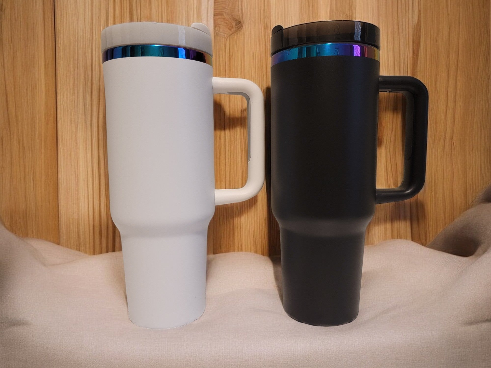 Personalized 40oz Rainbow Coated Tumbler Black or White