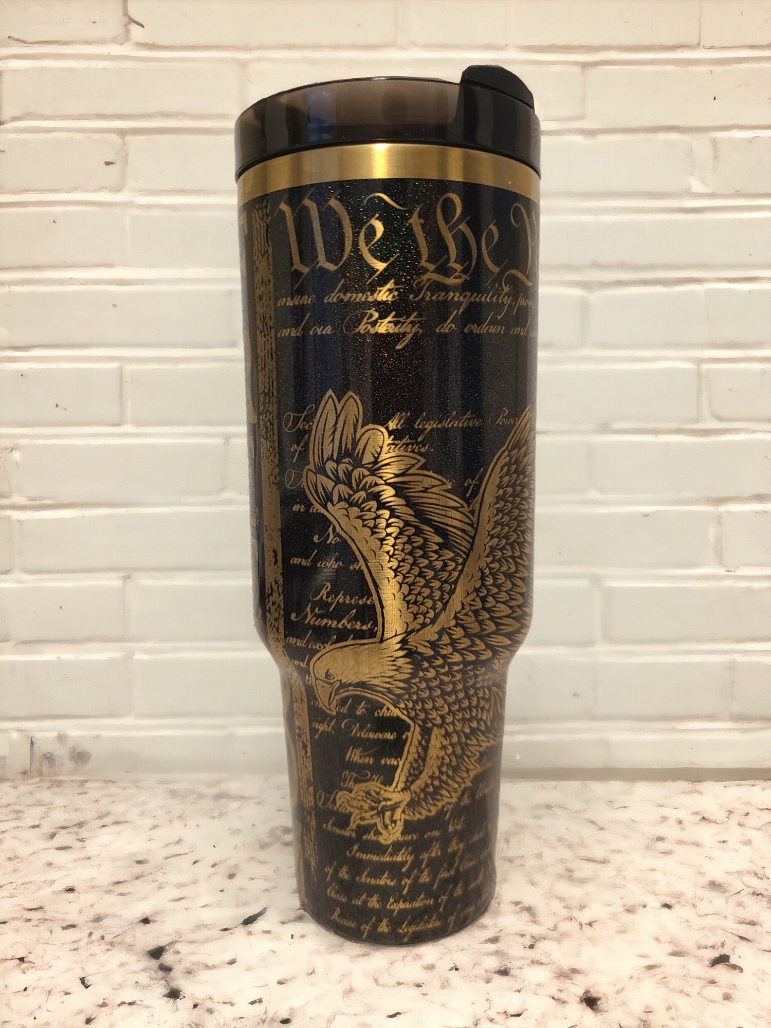 Personalized 40oz Shimmer Black Gold Coated Tumbler