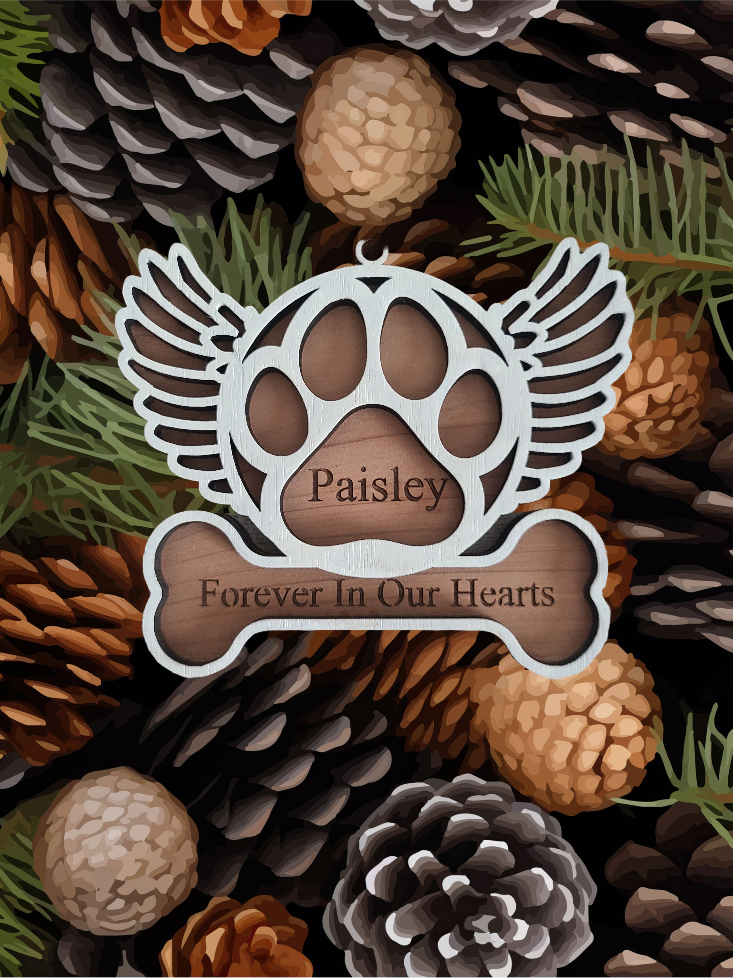 Dog paw with angel wings ornament