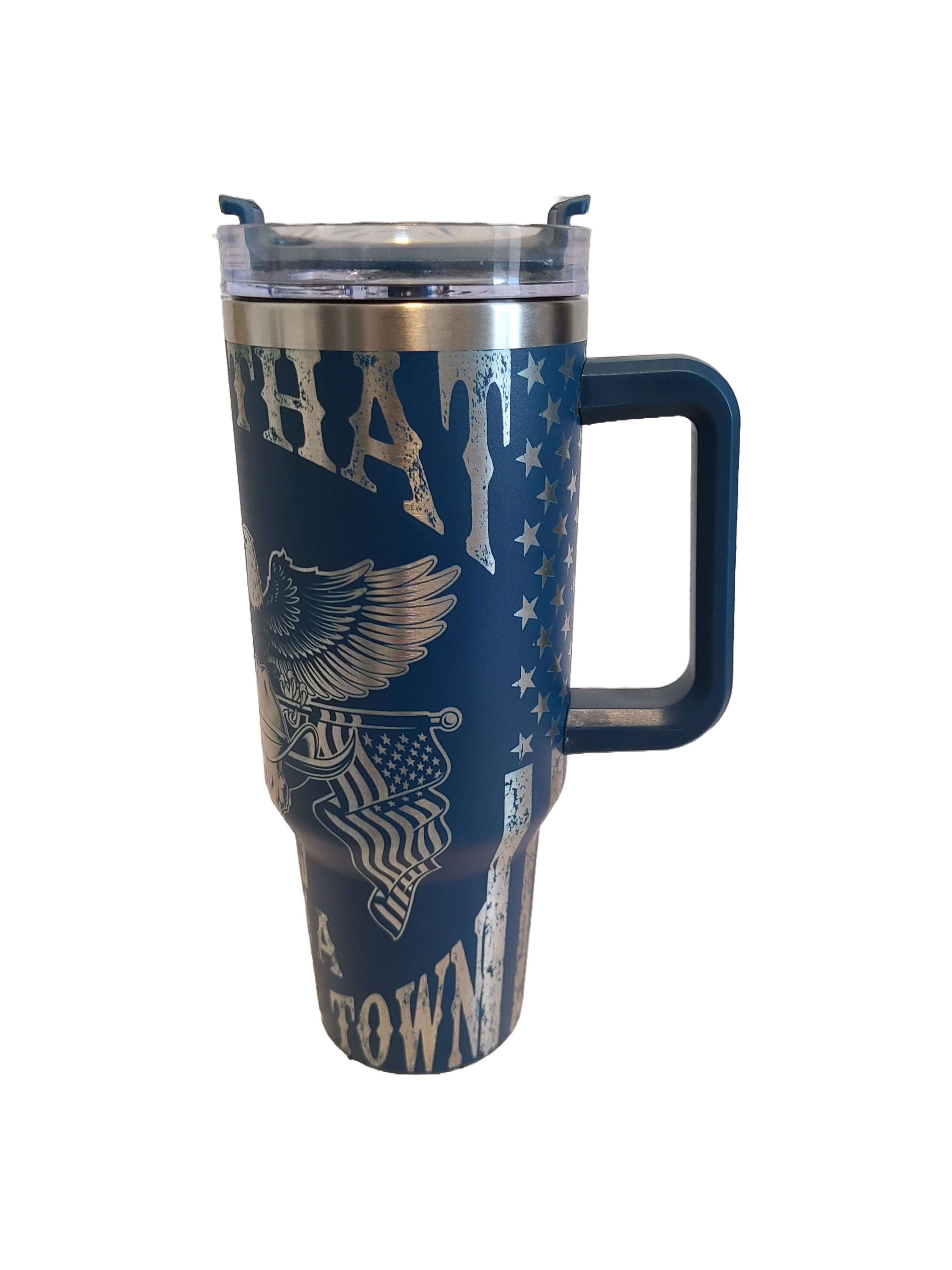 40 oz Stainless Steel Tumbler with Handle-"Try that in a Small Town"