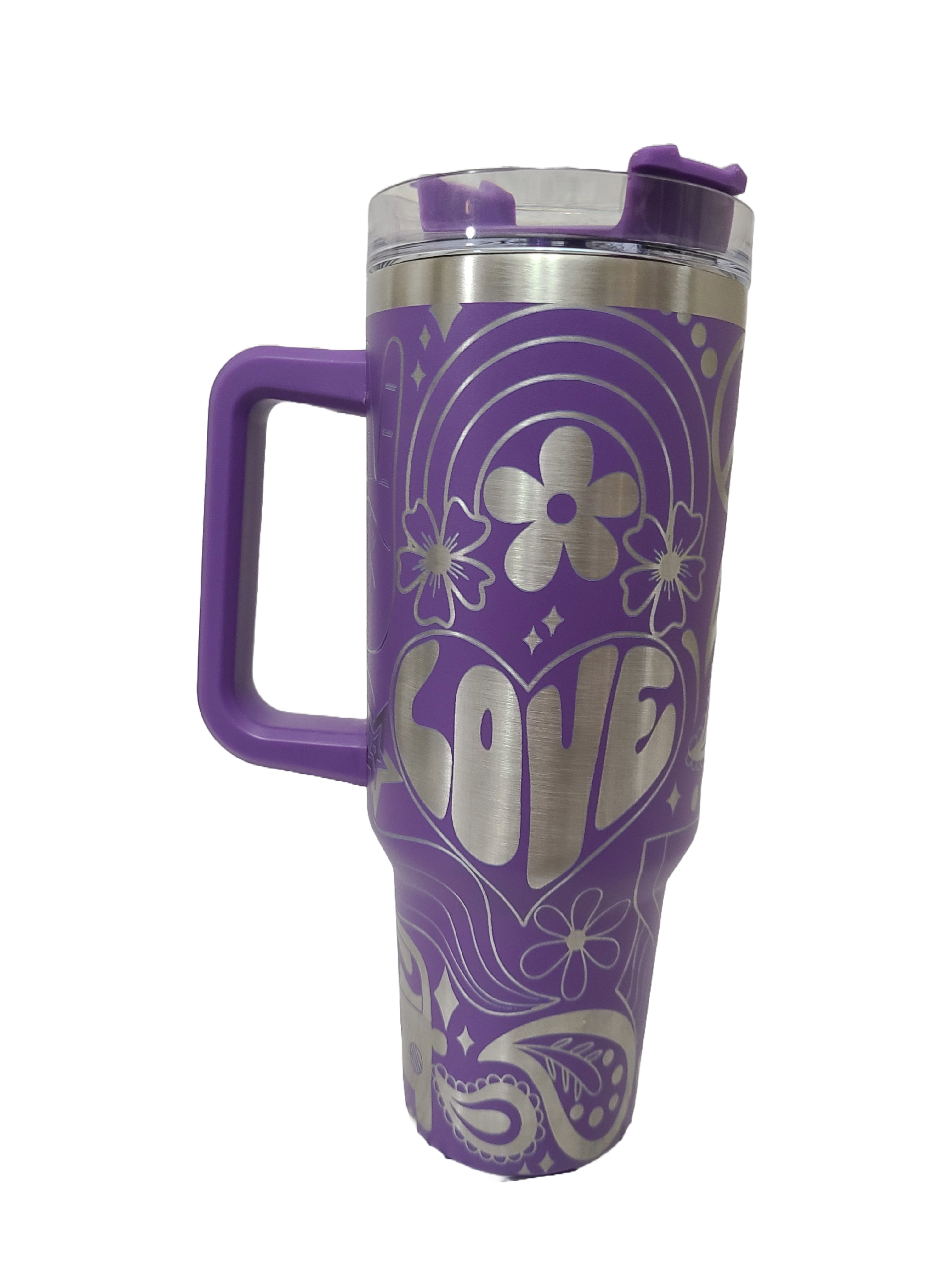 40 oz Stainless Steel Tumbler with Handle "70's Theme"