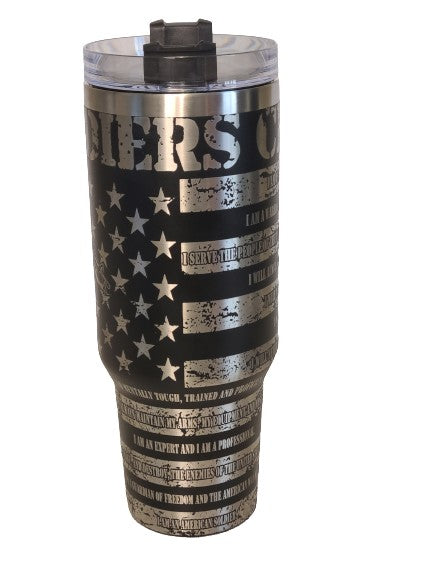 40 oz Stainless Steel Tumbler with Handle-"Soldiers Creed"